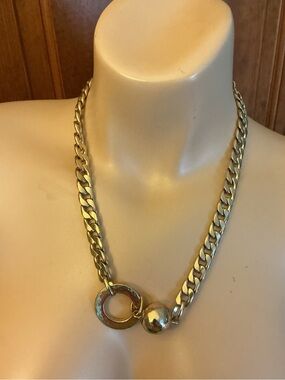 Chico Gold-Tone Chunky Chain Necklace with Ring & Ball Accent